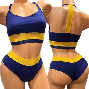 Victorias Secret Pink set Racerback Crop Bralette L & Cheekster panty purple M